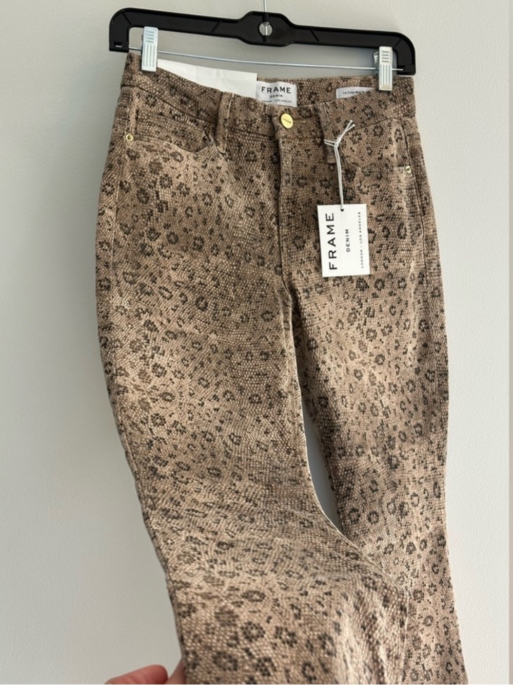 FRAME Le Crop Mini Boot Jeans Brown Animal Print Size 24 NWT